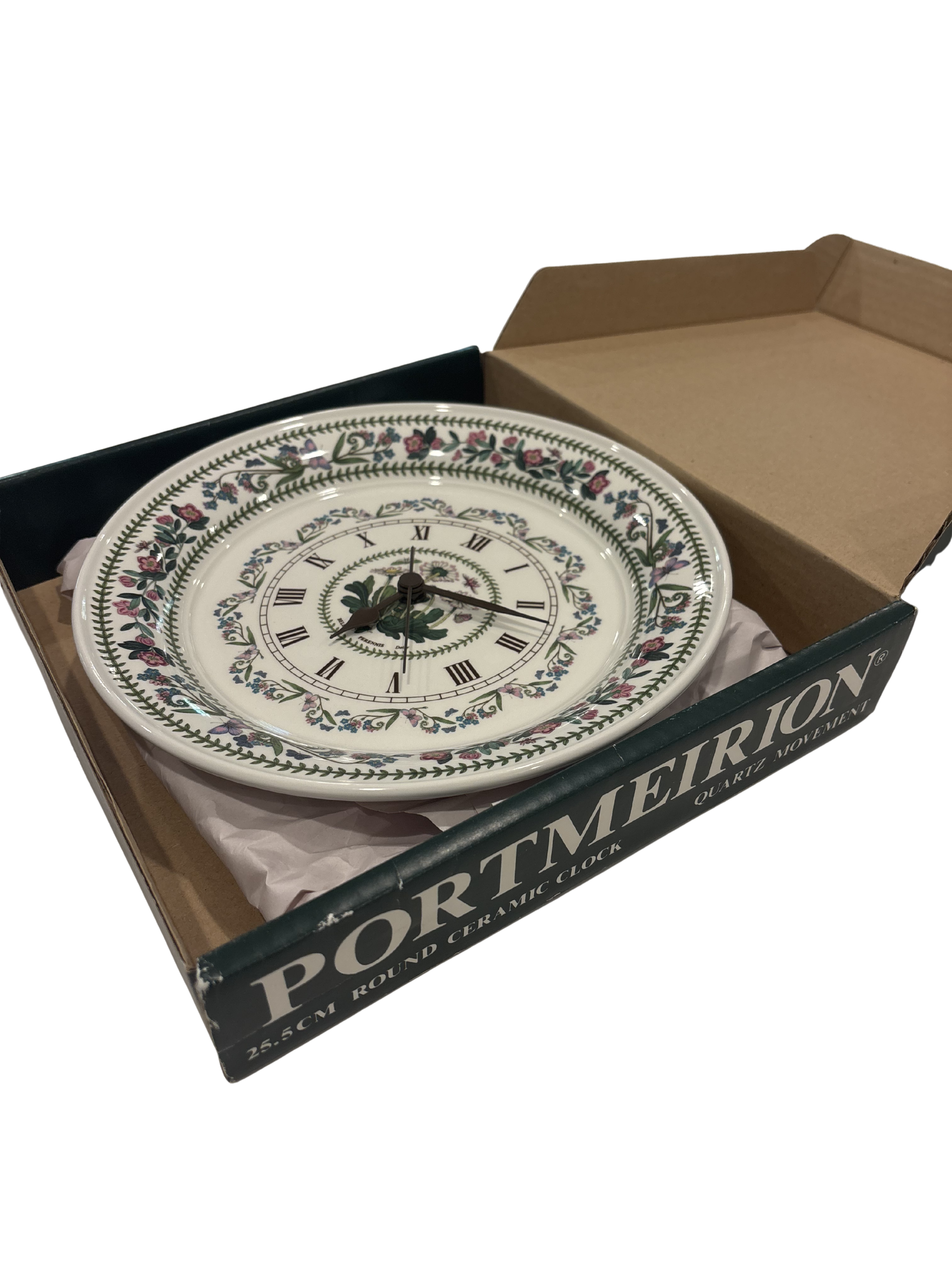 Portmeirion Botanic Garden ceramic wall clock with quartz movement