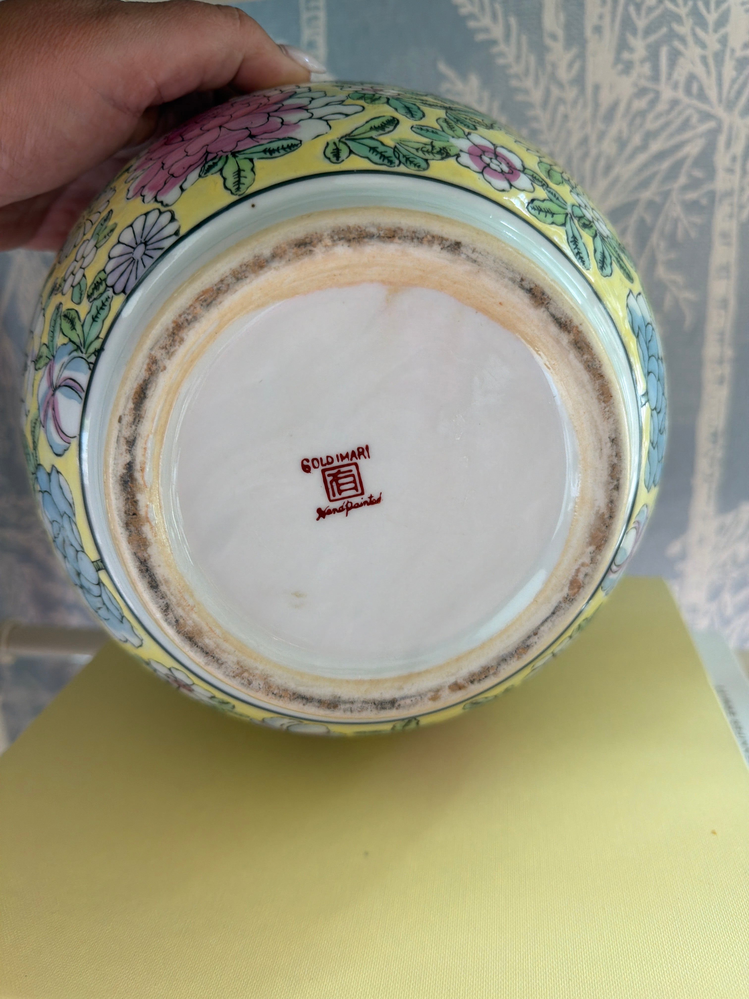 A Chinese famille rose style ceramic planter with floral motifs