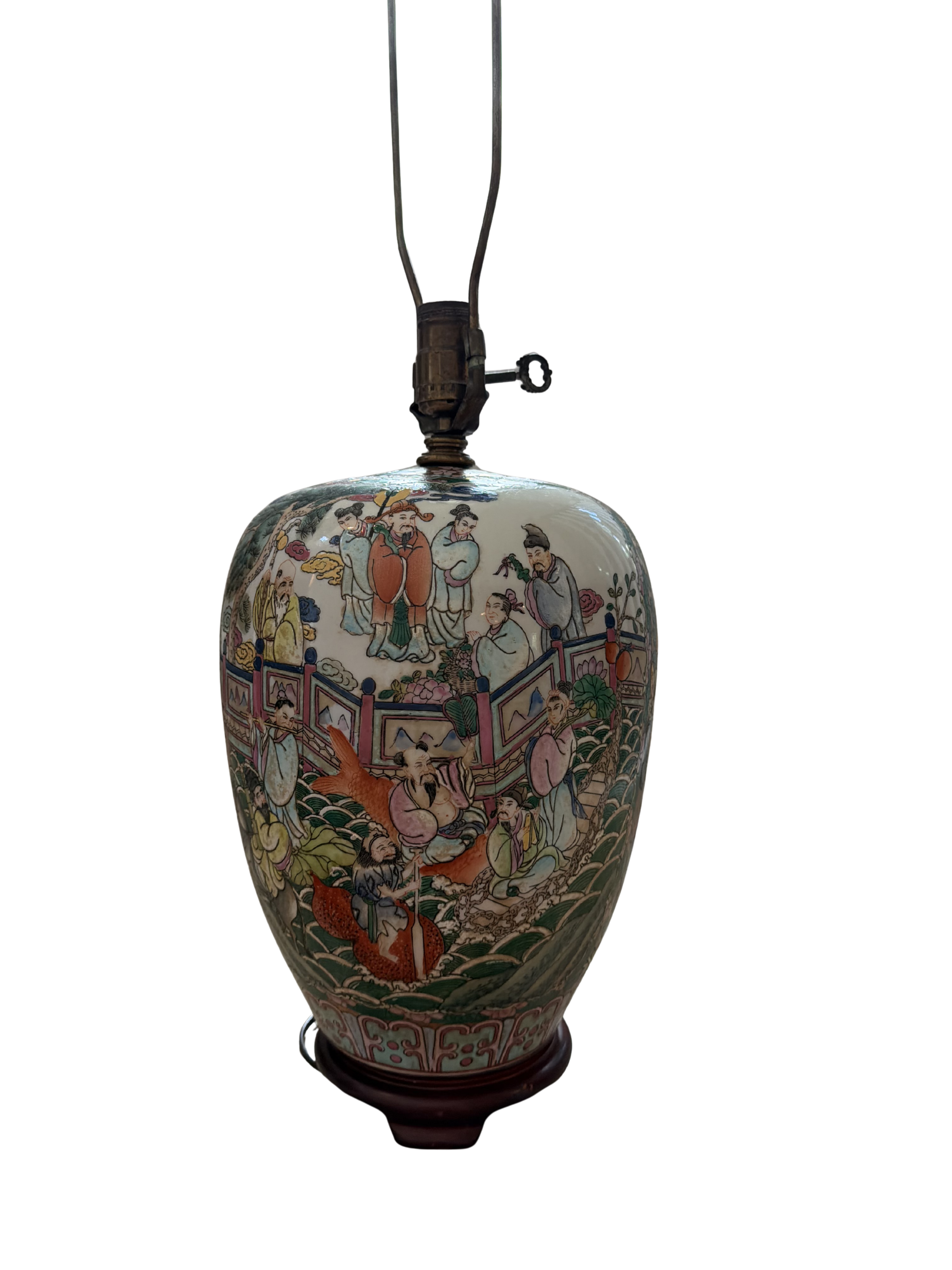 Vintage Chinese famille rose porcelain ginger jar table lamp