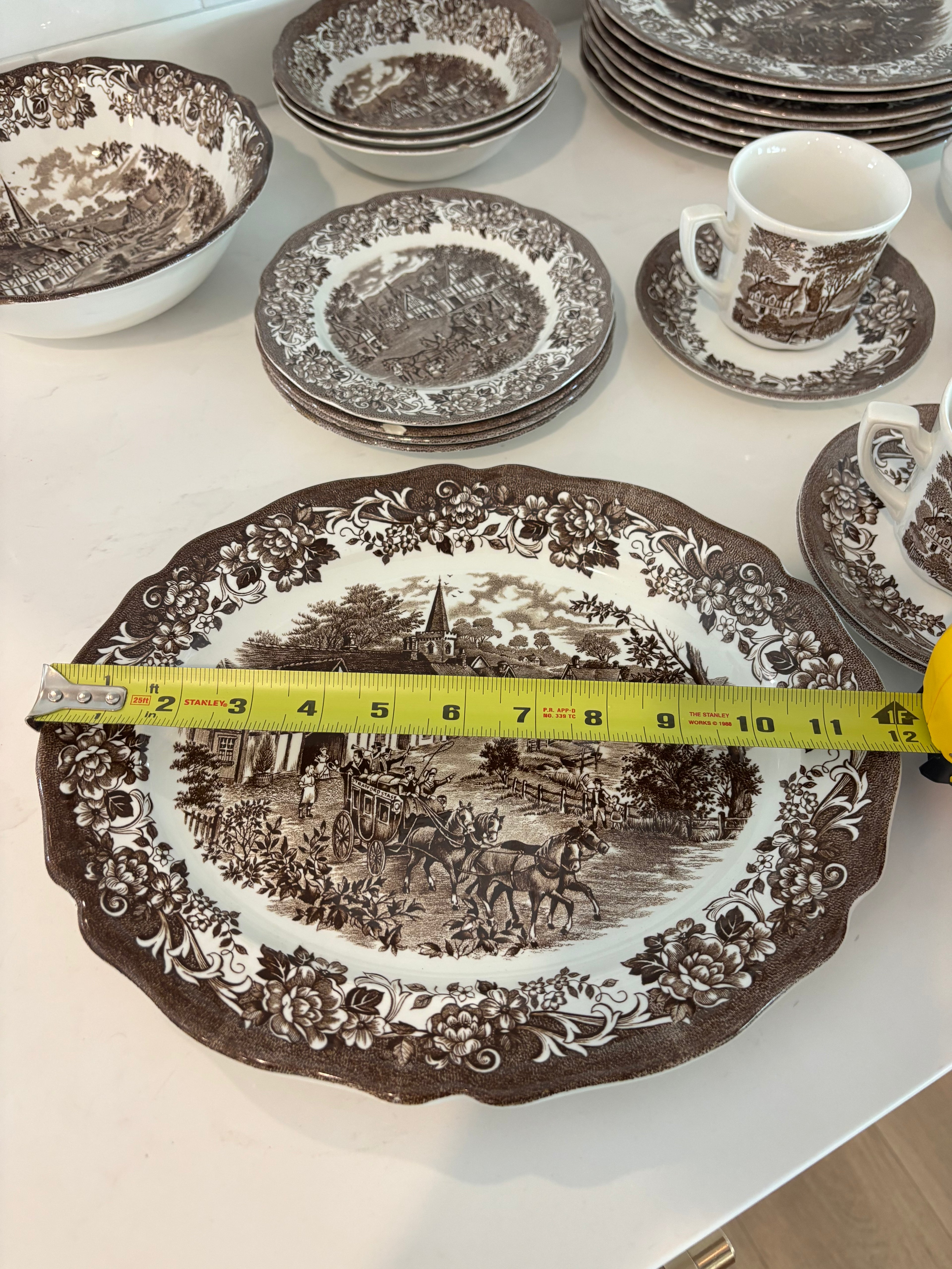 J & G Meakin "Stratford Stage" transferware ceramic dinnerware set